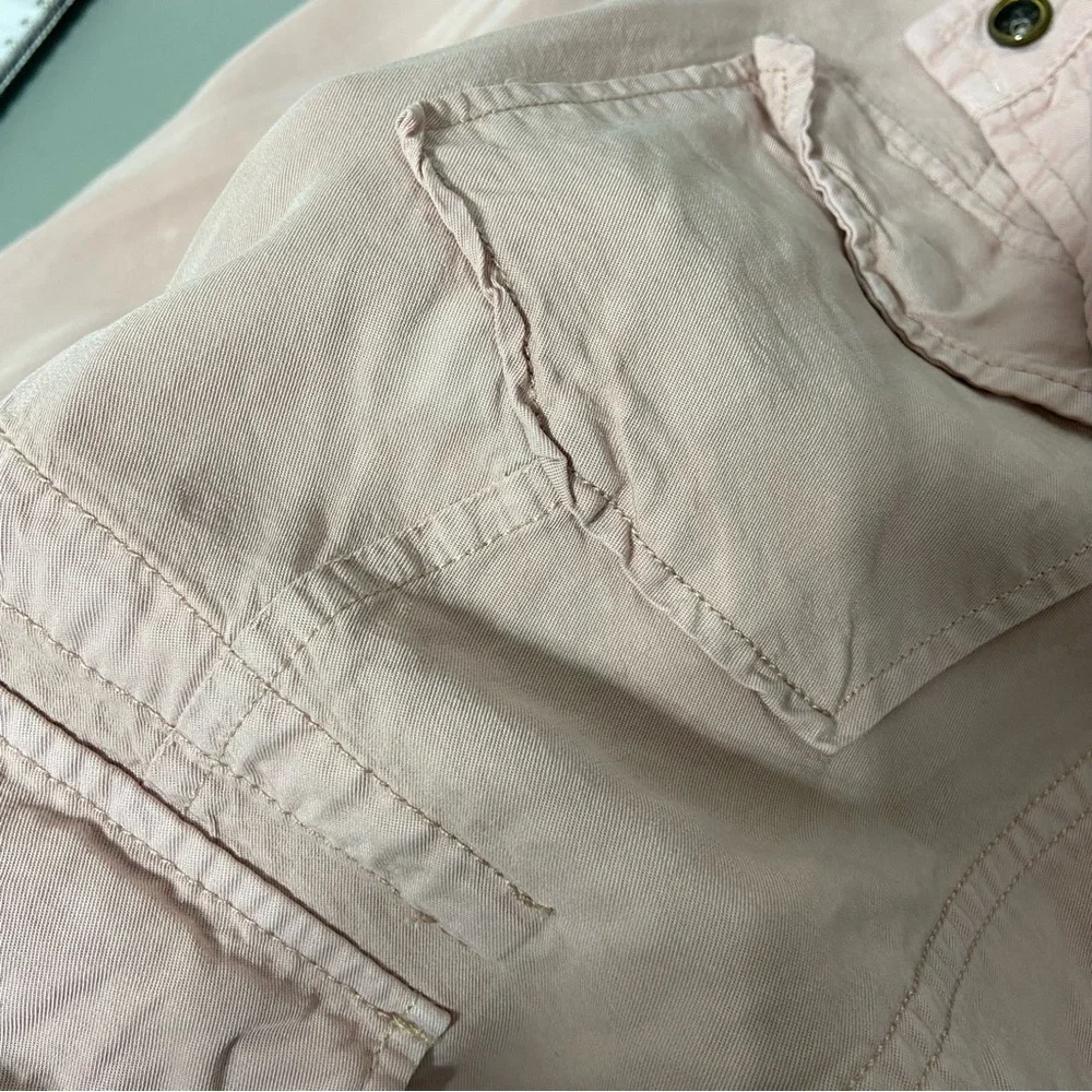 Sanctuary Blush Pink Blouse FLAW Women's Medium Button Front Drawstring Waist - Picture 5 of 10